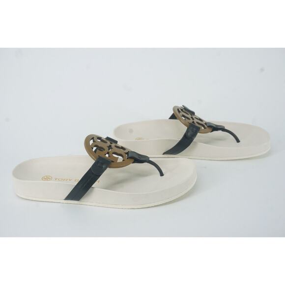 Tory Burch Miller Cloud Leather Thong Sandal SZ 5.5 Logo $298 New White - Picture 9 of 10